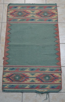 Alfombra de lana mexicana vintage Southwest coleccionable Santa Fe 47"x27" Foto 1 de 4