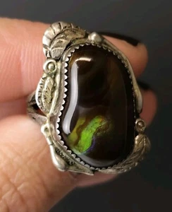Vintage Navajo Fire Agate Sterling Silver Ring Size 6.25 - Picture 1 of 6