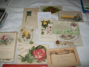 LARGE MIXED ANTIQUE MERRY CHRISTMAS POSTCARD LOT OF 45~NO SANTAS - Picture 1 of 5
