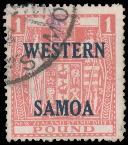 SAMOA 1948 £1 PINK USED #198 $200.00 Cover