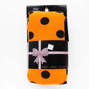 ORANGE AND BLACK SPOTS POLKA DOTS LEGGINGS ONE SIZE 8-14 BY PAMELA MANN ITALY - Picture 1 of 1