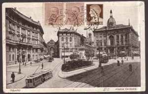Italia Regno, cartolina Piazza Cordusio a Milano del 1930 per la Lettonia -GX12 - Imagen 1 de 3