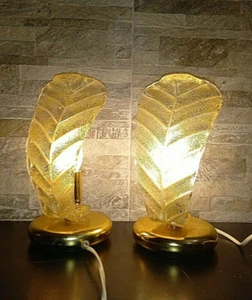 COPPIA ABAT-JOUR ANNI 60 MURANO PAIR TABLE LAMPS VINTAGE - Picture 1 of 8