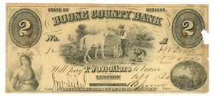Billete obsoleto de $2 de 1820 Boone County Bank, Líbano, Indiana No.72 (D59747) - Imagen 1 de 2