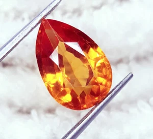 Natural Orange Sapphire Certified 6.07 Ct Loose Gemstone Transparent Pear Gem - Picture 1 of 9