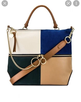 See by Chloe Emy Large Suede & Leather Satchel in Nightfall Green used once  - Image 1 of 4