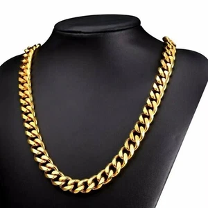 Herren Jungen Panzerkette 8" -30" - 6 mm goldfarben kubanische Halskette Schmuck Geschenk UK - Bild 1 von 4