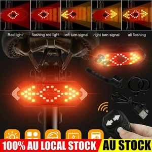Bicycle USB LED Indicator Bike Rear Tail Laser Turn Signal Light Wireless-Remote - Picture 1 of 12