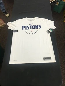 Detroit Pistons Shooting Shirt XLT White & Blue Dri Fit Nike Authentic P.E. NWT - Picture 1 of 30