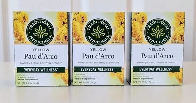 (Lot of 3) Traditional Medicinals Yellow Pau d'Arco Herbal Tea, 16 Tea Bags Each - Image 1 of 4