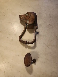 Antique Dog Head Door Knocker Figural Setter Pointer Dachshund Beagle Cast Brass - Picture 1 of 12