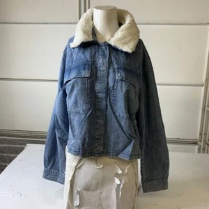 SPLENDID Sherpa Chest Patch Pockets Jacket Women's Size M Indigo - Picture 1 of 6