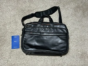 Briggs & Riley LB104X-4 Black Leather Laptop Briefcase, Serial Numbered - Picture 1 of 15