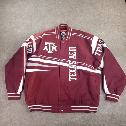 Texas AM Aggies Varsity Bomber Jacket Mens 3XL Red NCAA Franchise Club Snap Cover