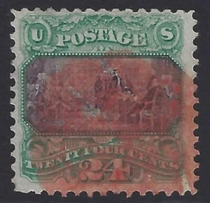 Scott # 120 - Clean PF Cert - Red Cork Cancel - VF                         (P10) - Picture 1 of 3