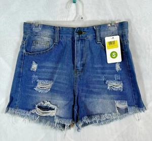 NWT High Waist Distressed Women’s Blue Jean Shorts / Sz small - Picture 1 of 7