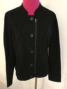 CHAQUETA DELANTERA J. JILL NEGRA MEZCLA VISCOSA ASIMÉTRICA CON CREMALLERA Y BOTONES - Imagen 1 de 9