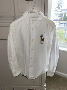 Ralph Lauren Big Pony White Button Up Dress Shirt Kids Boys 6 Polo - Picture 1 of 9
