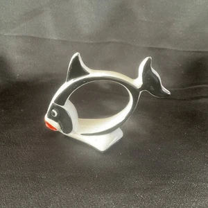 Very Rare Italian Porcelain Fish Napkin Holder ~ 10cm Wide - Foto 1 di 8