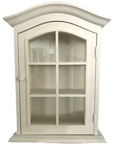 White Vintage Curio Cabinet, Home Decor, Classic, Round Top, Bathroom Cabinet - Picture 1 of 8