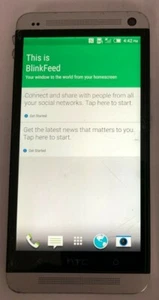 [BROKEN] HTC One M7 32GB Silver (Unknown) Good Used Parts Repair Cracked Glass - Afbeelding 1 van 3