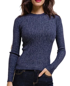 Maglia aderente girocollo pullover casual donna - Picture 1 of 8