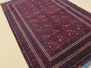 3'.10 X 6'.0" Reddish Rust Tribal Geometric Oriental Area Rug Hand Knotted Wool - Picture 1 of 12