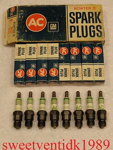 NOS AC-R43T Spark Plugs....4 Green Rings....1970 Corvette, Camaro, Chevelle..etc - Picture 1 of 12