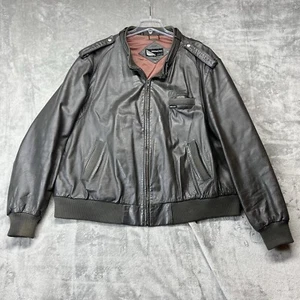 Members Only Leather Bomber Jacket Vintage 80s 4X Gray - Picture 1 of 13