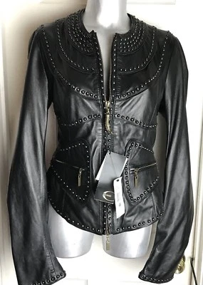 NWT $2125 Just Cavalli Ladies Caban Motorcycle Leather Jacket -Size 46 -US 10  - Image 1 of 4