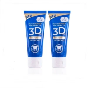 x2 Toothpaste 3D premium plus Atk white teeth removes plaque herbal Nano gel - Picture 1 of 12