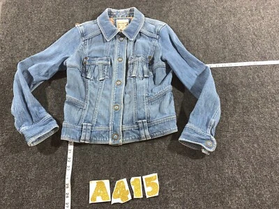 VINTAGE RUFF HEWN Denim Jean Jacket Size Small Grunge Punk 90s Y2K Look - Image 1 of 4