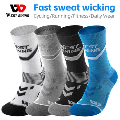 Cycling Socks Breathable Compression MTB Bike Sports Football Running Long Socks - Image 1 of 4