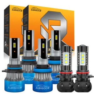 Car LED Headlight Kit Hi/Lo Beam+Fog Bulbs For Ram 1500 3500 2500 2016 2017 2018 - Foto 1 di 16