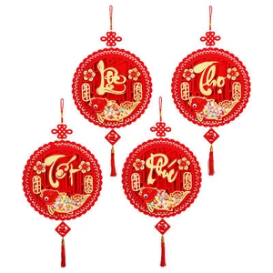 Chinese New Year Velvet Decorations Hanging Red Ornaments Chinese Lunar New Year - Picture 1 of 17