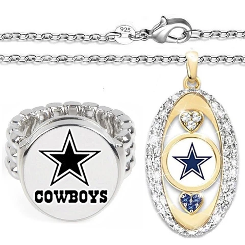 Spec 2 PcSet Dallas Cowboys Mens Womens Necklace With Ring GiftSet D2D7 Cover