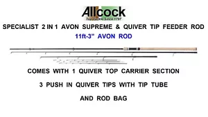 2022 ALLCOCK SPECIALIST 2 IN 1 AVON SUPREME 11ft-3" & QUIVER 3 TIP FEEDER ROD - Picture 1 of 2