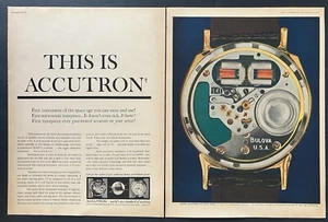 Reloj Accutron Bulova 1960 joyero 2 páginas color anuncio impreso vintage - Imagen 1 de 4