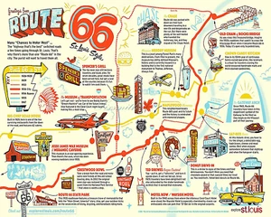 ROUTE 66 ST. LOUIS STYLE MAP Vintage Illustration Giclee 8x10 Print - Picture 1 of 1