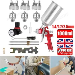 HVLP Spray Gun Kit Gravity Feed Car Primer Paint 1.4 + 1.7 + 2.5mm Nozzle 1000ML - Picture 1 of 10