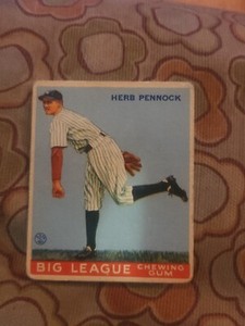 1933 Goudey Big League Chewing Gum - R319 #138 HERB PENNOCK  HOF NICE CARD