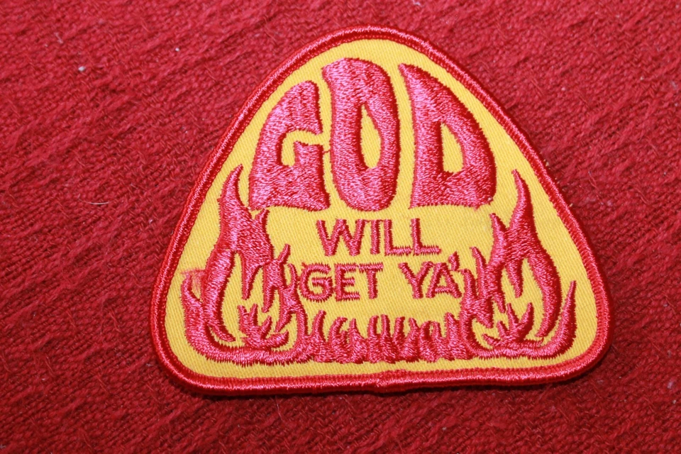 NOS Original Vintage 70s God Will Get Ya Religious Church Novelty Patch - Image 1 of 1