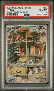 2024 Pokemon Tef En-Temporal Forces #167 Illustrazione Litten Raro PSA 10 - Foto 1 di 2