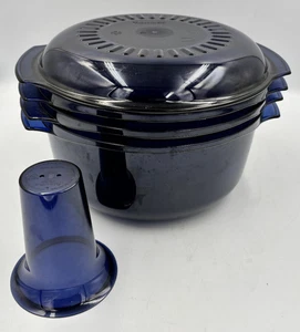5 Pc Tupperware Microwave Stack Cooker #2193, #2196, #2195, #2210, #2192 - Blue - Picture 1 of 10