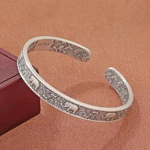 Herren Vintage offener Armreif 925 Sterling Silber Handarbeit gedreht Armreif Armband - Bild 1 von 56