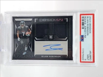 BIJAN ROBINSON 2023 OBSIDIAN RPA ROOKIE JERSEY INK RC AUTO /199 PSA 9 Q2098 - Image 1 of 2