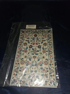 NEW Dollhouse Miniature Rug Large 9" x 6" 1:12 white blue red floral leaves - Picture 1 of 5