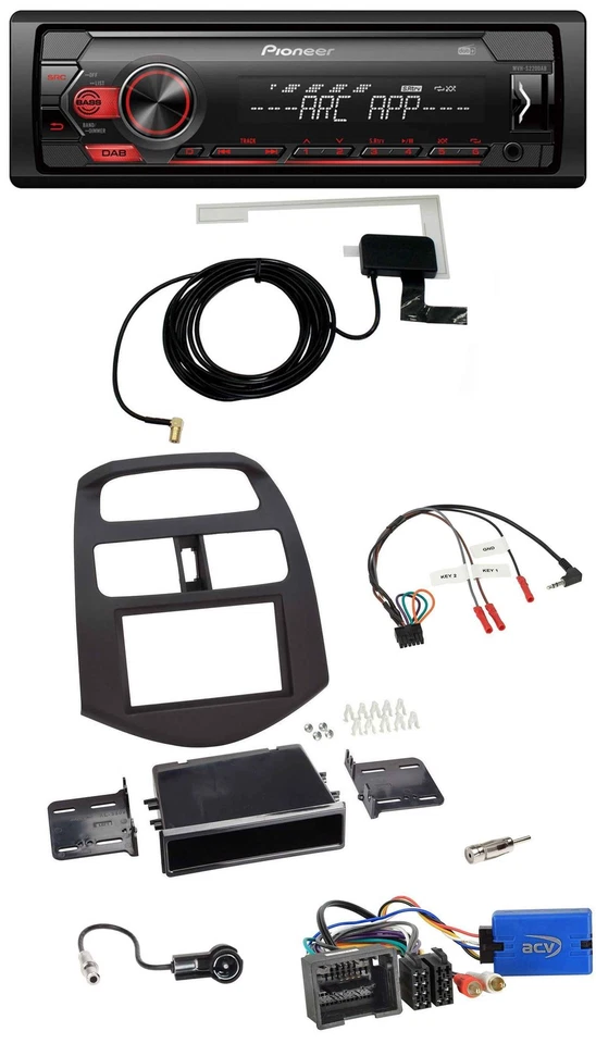 Pioneer 1DIN USB DAB MP3 Lenkrad Autoradio für Chevrolet Spark 2013-2015 - Bild 1 von 4