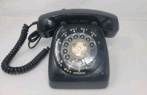 Vintage Black Rotary Telephone. Decks Landline Phone General Electric - Picture 1 of 6