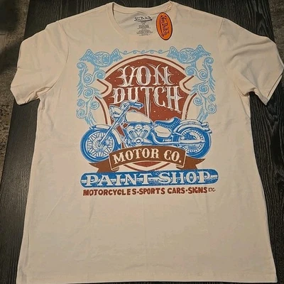 Von Dutch Motor Co PaintShop T Shirt Motorcycle Print With Embroidery Size Large - Image 1 of 4